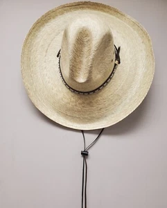 Soft VERDE PALM LEAF Straw - BIG BRIM GUS - Western COWBOY HAT - Chin Strap - Picture 1 of 4