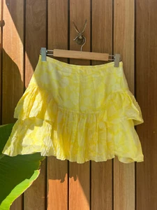Anabella Ramsay yellow silk ruffle short skirt size 10 - Picture 1 of 7