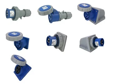 240V 16AMP 3PIN BLUE INDUSTRIAL PLUGS + SOCKETS IP67 WATERPROOF CAMPING CARAVAN  - Image 1 of 4