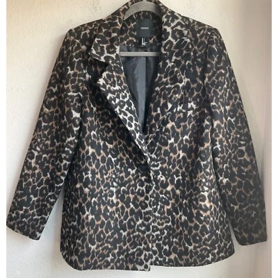 Forever 21 Womens Sz Large Soft Animal Print Blazer Coat Wool Blend Textured - Image 1 of 4