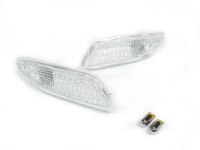 DEPO Clear Bumper Side Marker Light + Chrome Bulbs For 01-07 Mercedes W203 2D/4D Foto 1 de 2