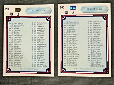 Checklist 101-200 x2 Cards Lot 1990-91 Upper Deck #200 - Image 1 of 2