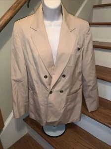 Vintage ETIENNE AIGNER Khaki Leather Accent Dress Jacket Coat Size 10 ❤️tb112 - Picture 1 of 10