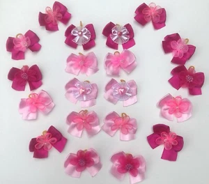 20 Stück hübsche in rosa Hundehaarschleifen - neues Design Handarbeit - Bild 1 von 3