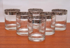 Vintage Murano Medici Platinum Wide Rim Glasses Whisky Water Glass - Picture 1 of 11