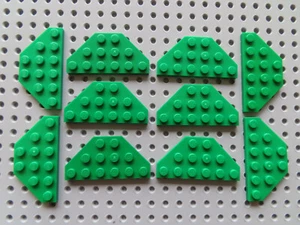 Lego 10 x piastra piastra alare 2419 verde 3x6 angoli diagonali NUOVO - Foto 1 di 1