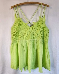 Camiseta sin mangas de encaje para mujer Blakeley verde neón talla grande - Imagen 1 de 18