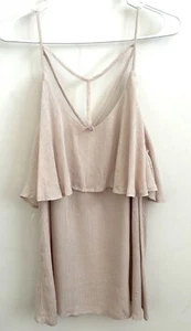 Entro Blush Tan Top L fließend Rüschen Lagenlook Cottagecore Fairy Vibe Sommer Bohemian - Bild 1 von 6
