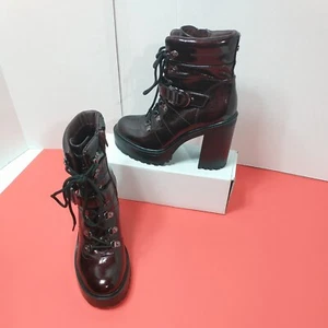 G BY GUESS Woman's SZ 7.5M Sellur Platform Combat Boot Burgundy - Picture 1 of 11