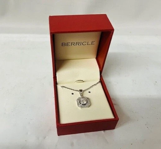Berricle Art Deco CZ Pendant Necklace in Sterling Silver n1274-01, 18 inches-NEW - Image 1 of 4