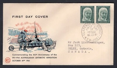 AUSTRALIAN ANTARCTIC TERRITORY 1961 FDC Cover to Canada. ANARE. WCS Cachet - Image 1 of 2