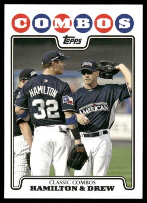 2008 Topps Updates & Highlights #UH112 Josh Hamilton / J.D. Drew - Image 1 of 2