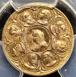 1897 Queen Victoria Diamond Jubilee Royal Family Copper Medal PCGS MS66 RD! - Picture 1 of 4
