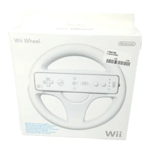 Wii Wheel - Volant blanc état neuf dans sa boîte d'origine Nintendo pour Mario Kart course - Photo 1/4