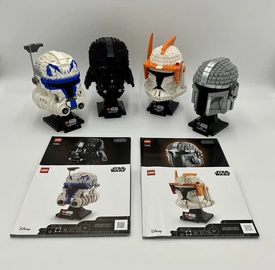 Lego Star Wars Helmet Lot - Darth Vader, Mandalorian, Capt. Rex, Commander Cody - Image 1 of 4