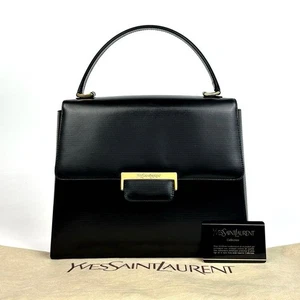 Yves Saint Laurent YSL Bolso de Mano Cuero Negro Cassandra Sin Bolsa de Almacenamiento Japón Bueno - Imagen 1 de 10