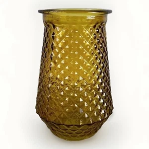 Vintage Mid Century Vase mit Rautenmuster. 8" Gelb/Gold - Bild 1 von 7