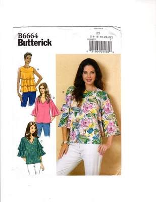 Sewing Pattern, Women's Pullover Top, Butterick B6664 Size 14-22, UC F/F - Image 1 of 4