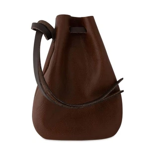 Leather Drawstring Pouch, Coin Bag, Medicine Tobacco Pouch Medieval Reenactme... - Picture 1 of 7