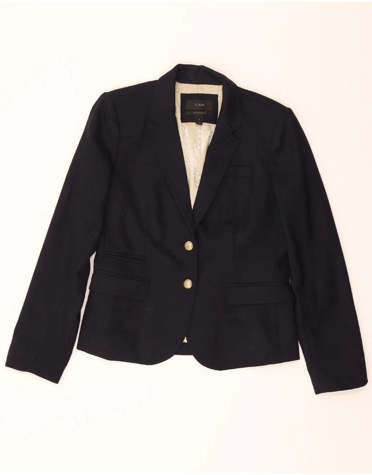 J. CREW Womens Schoolboy 2 Button Blazer Jacket US 6 Medium Navy Blue Wool XR13 - Image 1 of 3