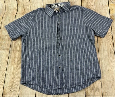 Mens Report Collection Summer Linen Blue Stripe Button Up Shirt Size XL - Image 1 of 4