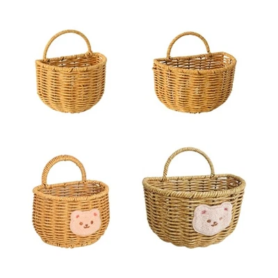 Durable Faux Rattan Makeup Storage Basket Sturdy Organizers for Stylish Homes - Image 1 of 4