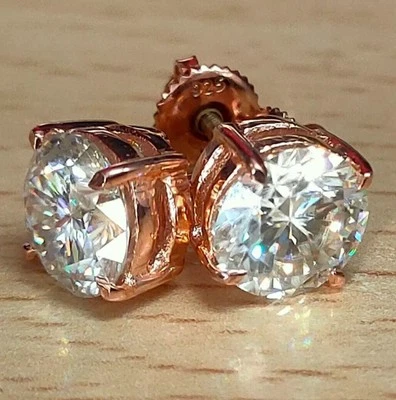 7.00Ct  White Treated Diamond Solitaire Dangler Earrings Great Shine & Luster - Image 1 of 4