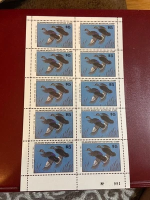 1980 U.S. Duck Stamp #1 DELAWARE State Duck Stamp Mint NH MNH Sheet of 10 - Image 1 of 2