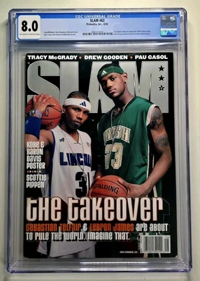 Agosto 2002 LeBron James Primera Revista Slam Cubierta #62 Quiosco Calificado CGC 8.0 Foto 1 de 2