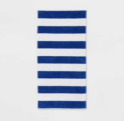 Sun Squad Beach/Pool/Bath Towel - Blue/White/Stripes - 28”x 58” - NEW - Image 1 of 4