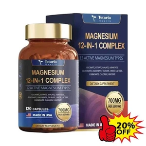 Magnesium 12 in 1 Complex Magnesium Types 700mg Magne sium Supplement Capsule - Picture 1 of 10