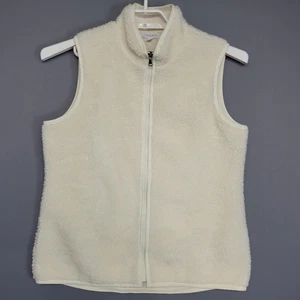 T by Talbots Weste Damen Medium Ivory Sherpa Fleece Full Zip Ärmellos - Bild 1 von 10
