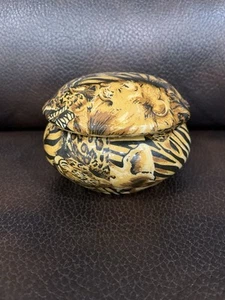 La Vie Safari Animal Patchwork Trinket Jewelry Box Pre Owned Decor - Picture 1 of 12