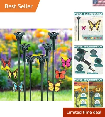 Set of 6 Colorful Solar Fluttering Butterfly Stakes – Waterproof Garden Decor - Image 1 of 4