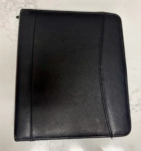 Franklin Planner Black Genuine Leather Zipper 7 Ring Bound Binder 18738460 - Picture 1 of 14