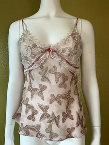 Vtg Y2K Rampage Sheer Butterfly Lace Babydoll Empire Waist Cami Slip Tank Top L - Picture 1 of 23