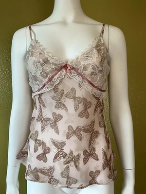 Vtg Y2K Rampage Sheer Butterfly Lace Babydoll Empire Waist Cami  Slip Tank Top L - Image 1 of 4