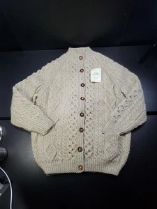 Shab Liag Sweater Chunky Irish Wool Fisherman Donegal Heavy Cable Knit Ivory - Picture 1 of 12