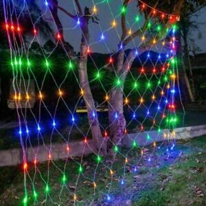 Solar LED Net Mesh Lights String Fairy Light Eid Mubarak Outdoor Garden Decor