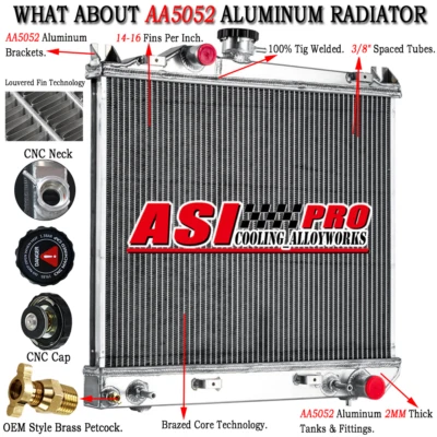 Aluminum 3 Row Radiator For 1987-1999 98 Dodge Dakota 2.2L 2.5L 3.9L Auto DPI981 Foto 1 de 4