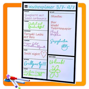Magnetischer Wochenplaner mit Stiften Memoboard White Board Magnettafel - Bild 1 von 7