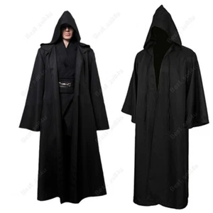 Mens Hooded Robe Full Length Adult Kids Jedi Cloak Sith Knight Cosplay Costume - Picture 1 of 27