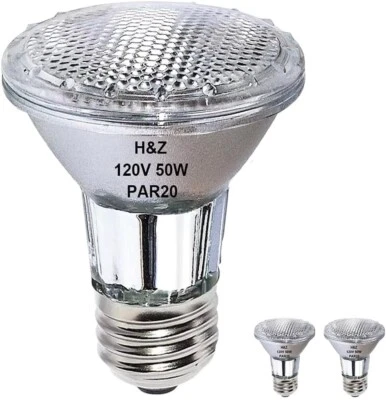 2 Pack H&Z Par20 Short Neck 50W 120V, 3000K Flood Light with E26 Medium Base dim - Image 1 of 4