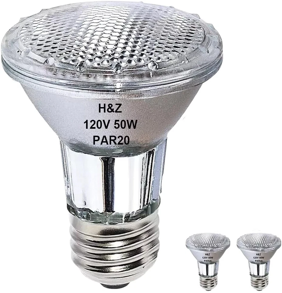 2 Pack H&Z Par20 Short Neck 50W 120V, 3000K Flood Light with E26 Medium Base dim - Image 1 of 4