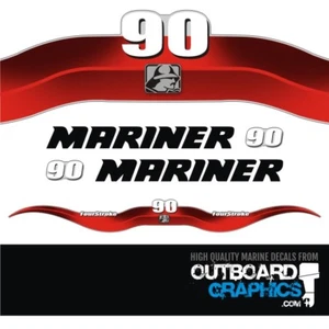 Kit de calcomanías/pegatinas fueraborda Mariner 90 hp 4 tiempos - Imagen 1 de 1