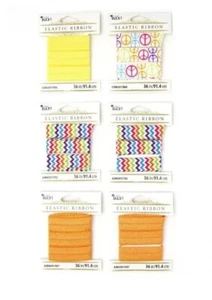 6 Pack DIY Cousin Elastic Ribbon Yellow Orange Rainbow Peace Chevron Mix NEW - Picture 1 of 2