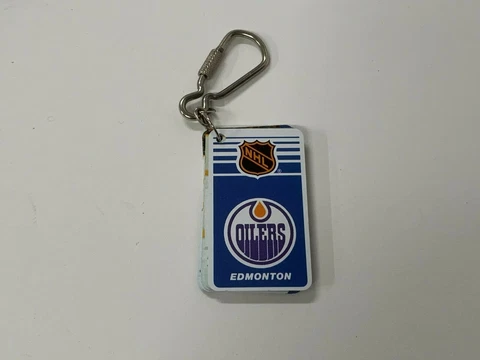 1983 NHL Edmonton Oilers Key Chain Set W/ Wayne Gretzky and Andy Moog Photo Cover