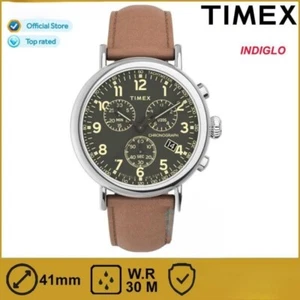 Herren neu Timex klassischer Chronograph leicht lesbar 41 mm Indiglo 50 m mit Proof Uhr - Bild 1 von 6