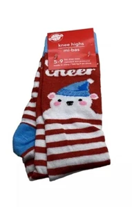 Christmas House Christmas White Cheers Knee Highs Socks Fits Shoes 5-9 - Picture 1 of 9