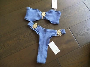 NWT Latest CLEONIE SWIM Blue with gold accent 2 piece bikini sz One Size fits al - Picture 1 of 10
